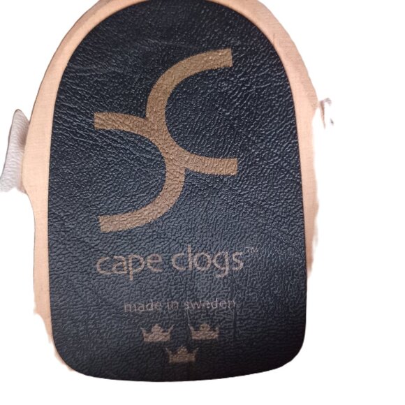 Swedish Cape Clogs White Leather Wooden Mules Shoes Slip On Stylish Size US 6.5 - Picture 4 of 10